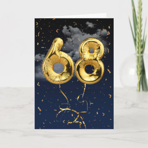 Ballon Mylar doré pour les 68 ans et carte de conf