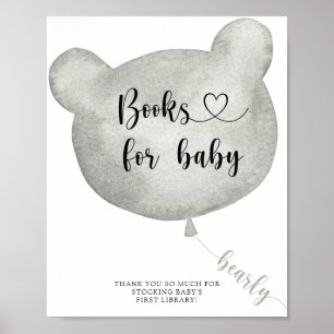 Ballon ours aquarelle, affiche pour livres pour bé