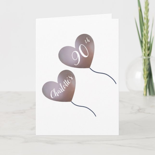 ballon rose carte personnalisée 90e anniversaire (Devant)