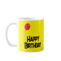 Ballon Rouge Mug Joyeux Anniversaire Jaune