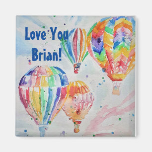 Ballons à air chaud coloré Aquarelle Mens Magnet