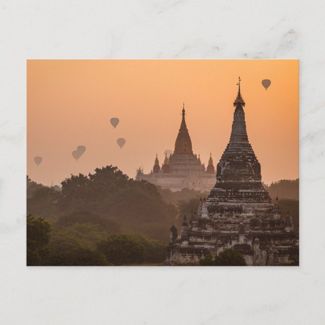 Ballons à air chaud sur Bagan dans la carte postal (Devant)
