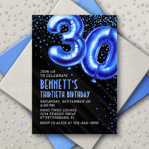 Ballons à huile bleue 30e anniversaire Invitation