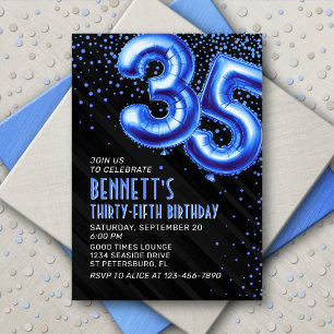 Ballons à huile bleue 35e anniversaire Invitation