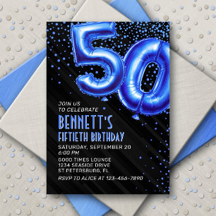 Ballons à huile bleue 50e anniversaire Invitation