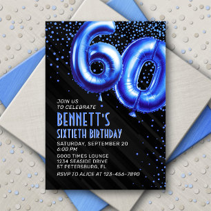 Ballons à huile bleue 60e anniversaire Invitation