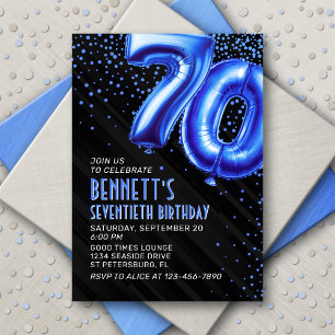 Ballons à huile bleue 70e anniversaire Invitation