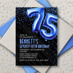 Ballons à huile bleue 75e anniversaire Invitation