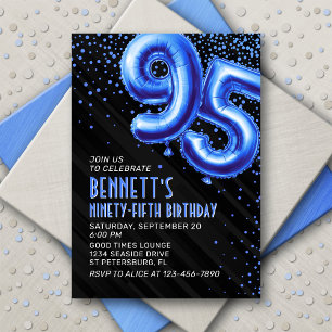 Ballons à huile bleue 95e anniversaire Invitation
