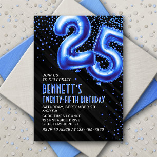 Ballons à huile bleue Invitation 25e anniversaire