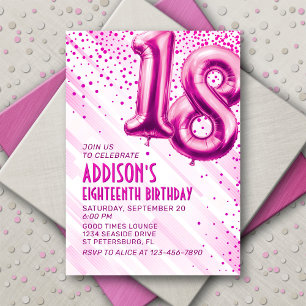 Ballons à huile rose 18e anniversaire Invitation