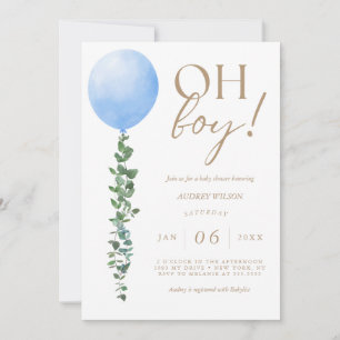 Ballons Bleu bébé garçon douche Invitation Oh garç