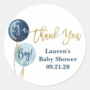 Ballons bleus baby shower garçon autocollant