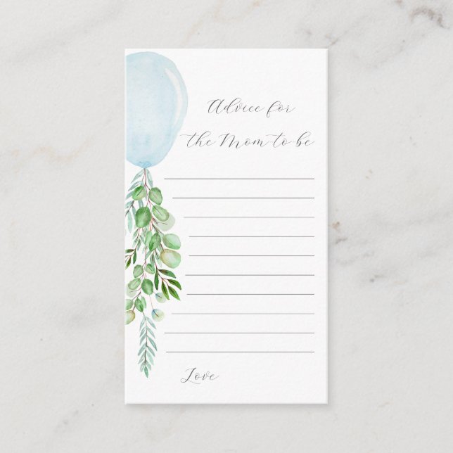 Ballons bleus Conseils pour maman d'être carte (Devant)