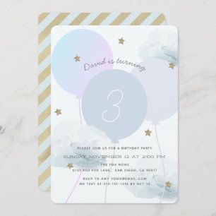 Ballons Bleus & Nuages Invitation de fête d'annive