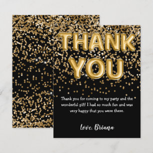 Ballons carte de remerciements Black Gold Parties 