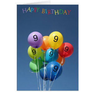 Ballons colorés 9th Birthday Card