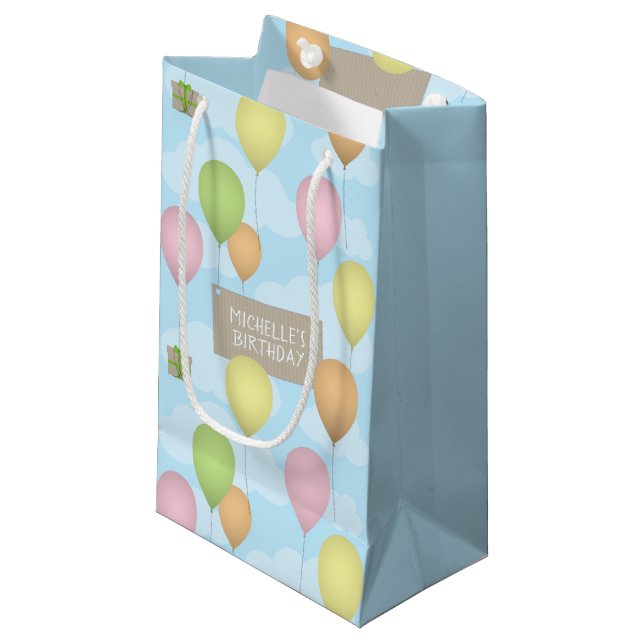 Ballons colorés Anniversaire Motif Petit sac cadea (Devant Angle)