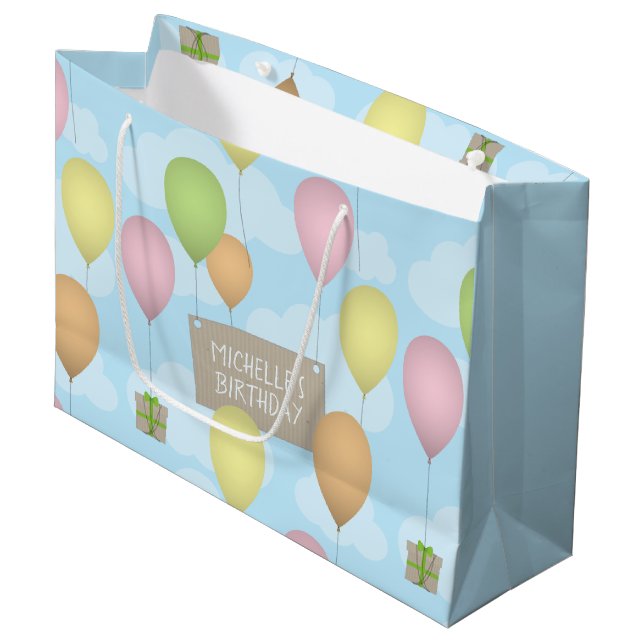 Ballons colorés Anniversaire Motif Sac cadeau |1| (Devant Angle)