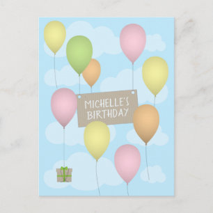 Ballons colorés Carte postale Anniversaire