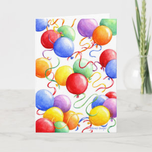 Ballons colorés de carte de voeux d'anniversaire