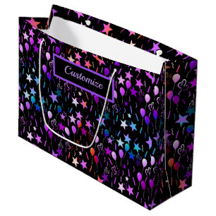 Ballons colorés & Étoiles Grand sac cadeau