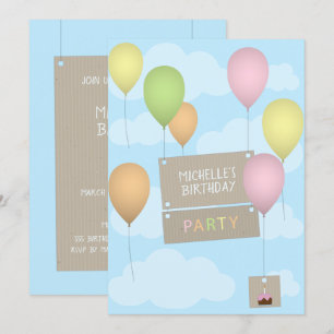 Ballons colorés Invitation Anniversaire