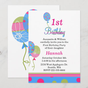 Ballons colorés Invitation d'anniversaire pour béb