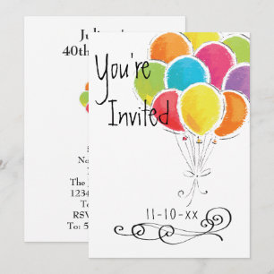 Ballons colorés Invitation de fête d'anniversaire