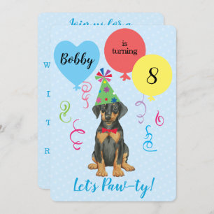 Ballons d'anniversaire Doberman Invitation