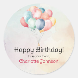 Ballons d'anniversaire heureux Stickers cadeau / É