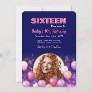 Ballons d'anniversaire Invitation photo