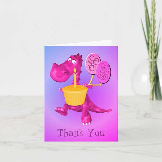 Ballons de dragon violet mignon Carte de remerciem (Devant)