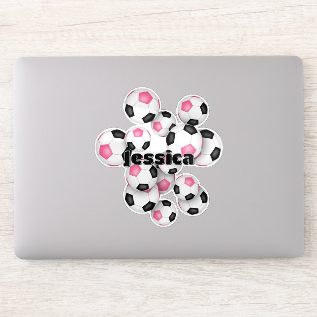 ballons de football rose noir autocollant avec les (Ordinateur)