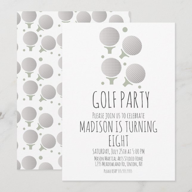 Ballons de golf simple Invitation de fête d'annive (Devant / Derrière)