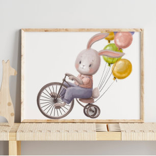 Ballons de lapin aquarelle adorable   Impression m