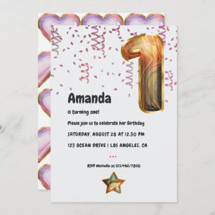 Ballons de marbre 1er Invitation anniversaire