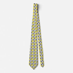 Ballons de soccer noir et blanc sur Cravate jaune