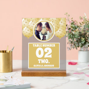 Ballons d'or Mariage photo Numéro de table Frosted