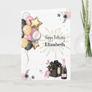 Ballons d'or rose Bonne Carte de vacances d'annive