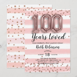 Ballons d'or Rose Invitation du 100e anniversaire