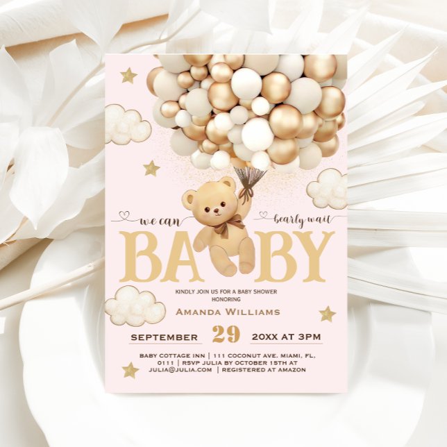 Ballons d'ours Bearly Wait Baby shower Invitation (Créateur téléchargé)