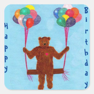 Ballons d'ours en peluche mignons Stickers d'anniv