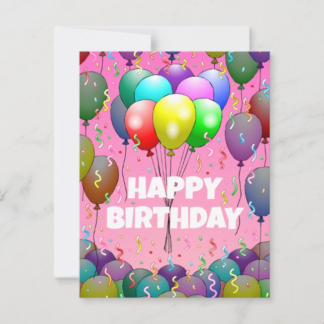 Ballons et carte d'anniversaire Confetti (Devant)