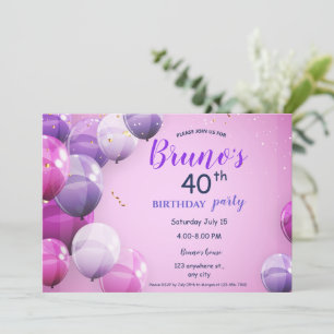 Ballons et Confetti Invitation d'anniversaire