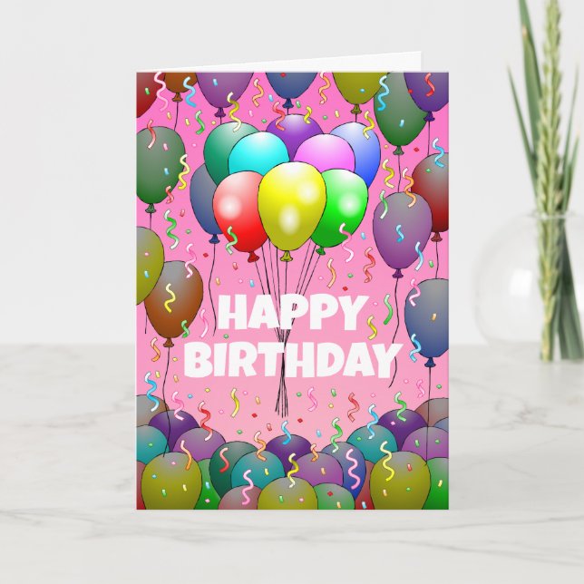 Ballons et Confetti sur carte d'anniversaire (Devant)