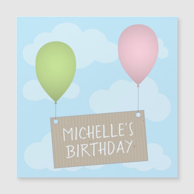 Ballons et étiquette Carte magnétique d'anniversai (Devant)