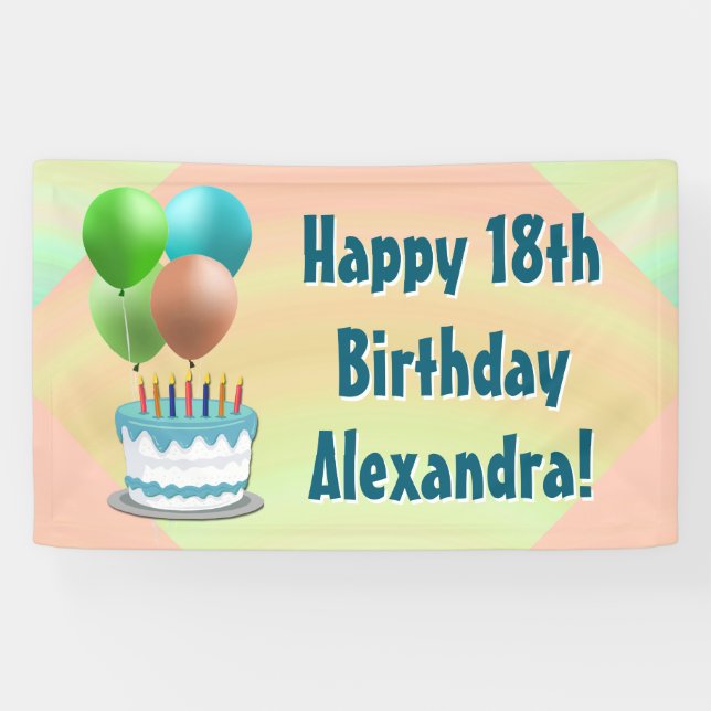 Ballons et gâteaux personnalisés bannière de fête  (Horizontal)