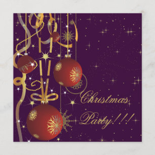 Ballons et rubans de Noël violet Invitation de fêt