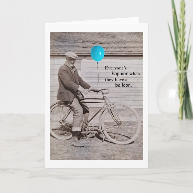 Ballons et un vélo, carte à billets humoristique (Devant)